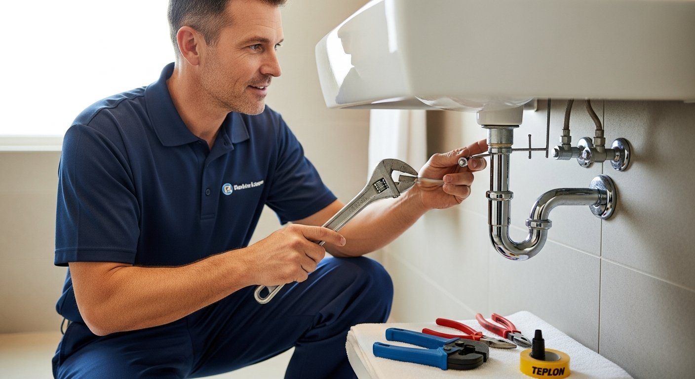 Gavin consulting with a homeowner about heating options in a Newport hallway